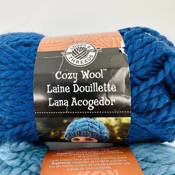 Loops and Thread Yarn Cozy Wool 50/50 Wool Acrylic LOT Blue Navy Golden Rod Gold - Picture 2 of 10